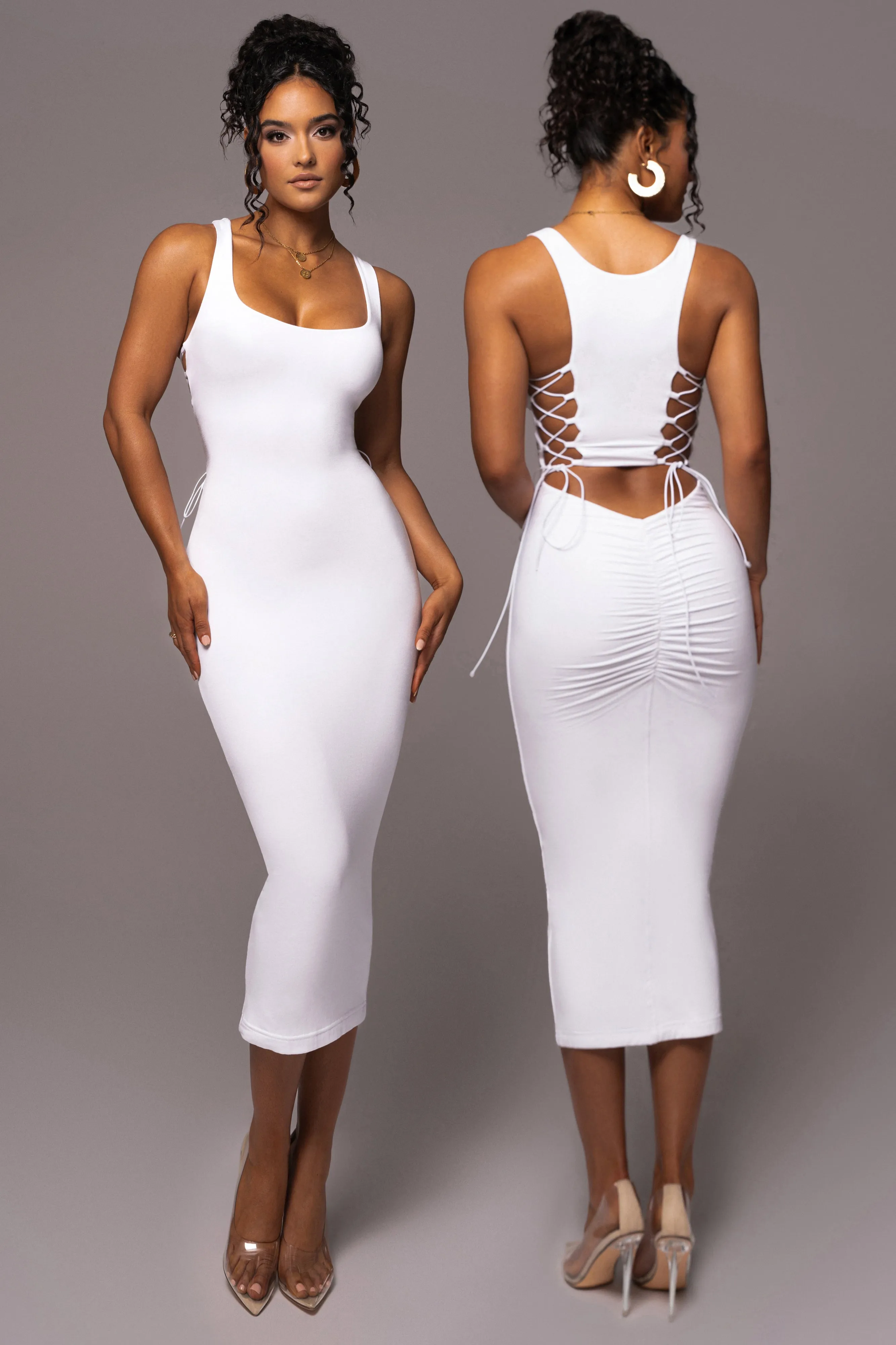 Ivory Late Nights Midi Dress sold by JLUXLABEL