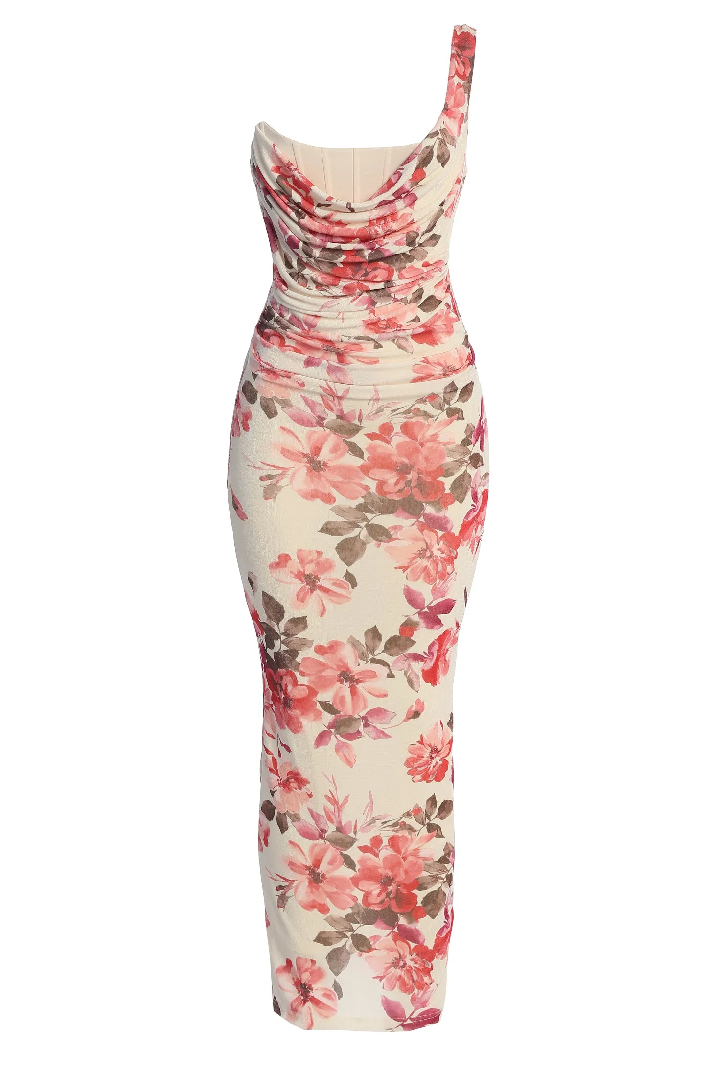 Ivory Floral Georgiana One Shoulder Maxi Dress sold by JLUXLABEL product image thumbnail 3