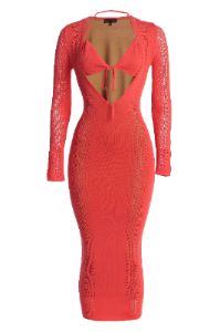 Coral Look This Way Midi Dress sold by JLUXLABEL