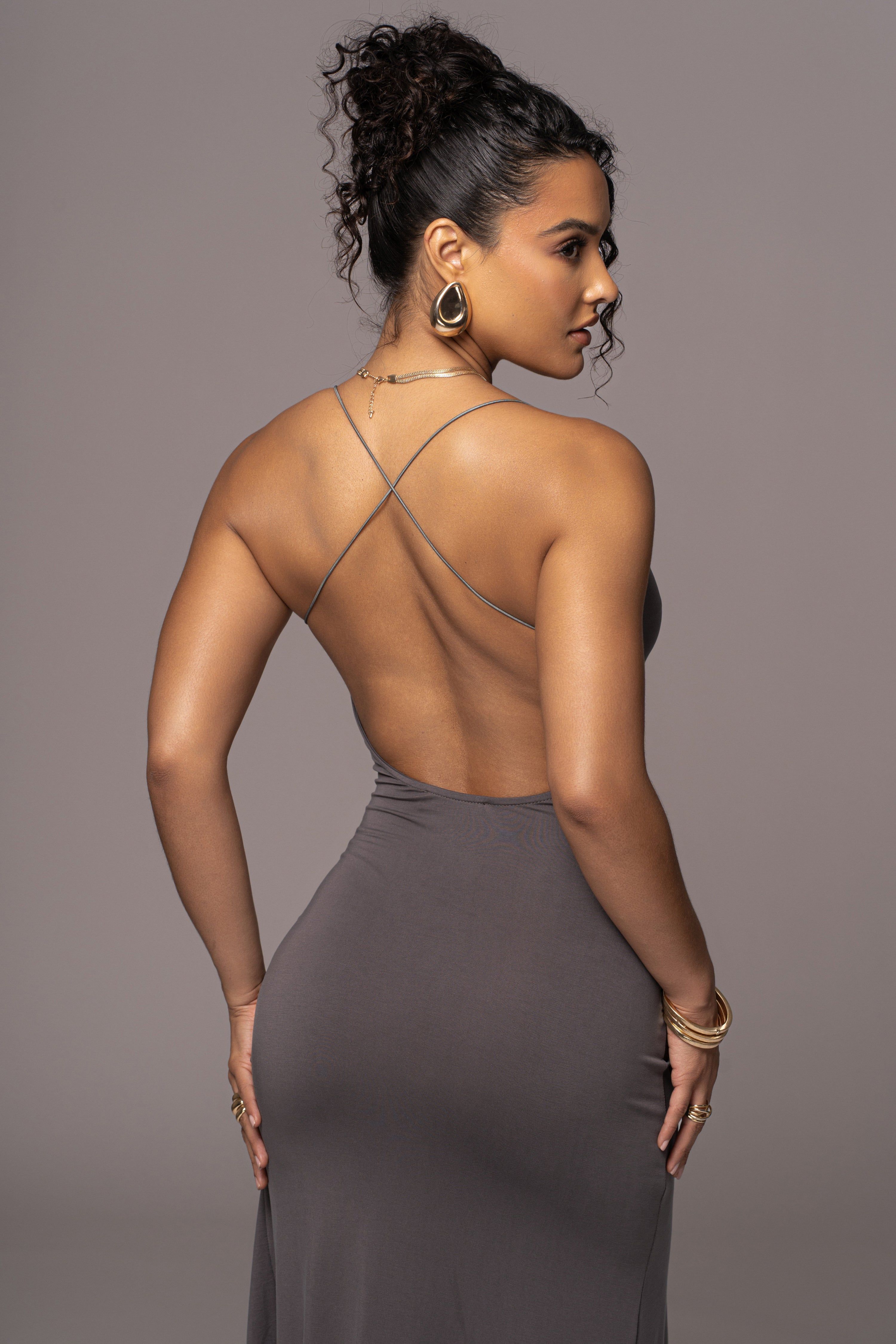 Grey Daniela Cowl Maxi Dress sold by JLUXLABEL product image thumbnail 2