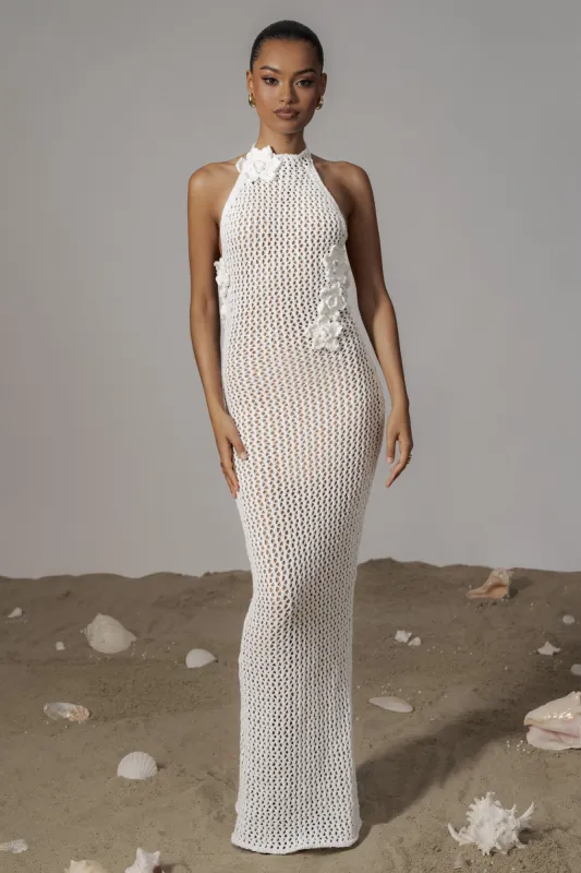 Ivory Paradise Crochet Maxi Dress sold by JLUXLABEL