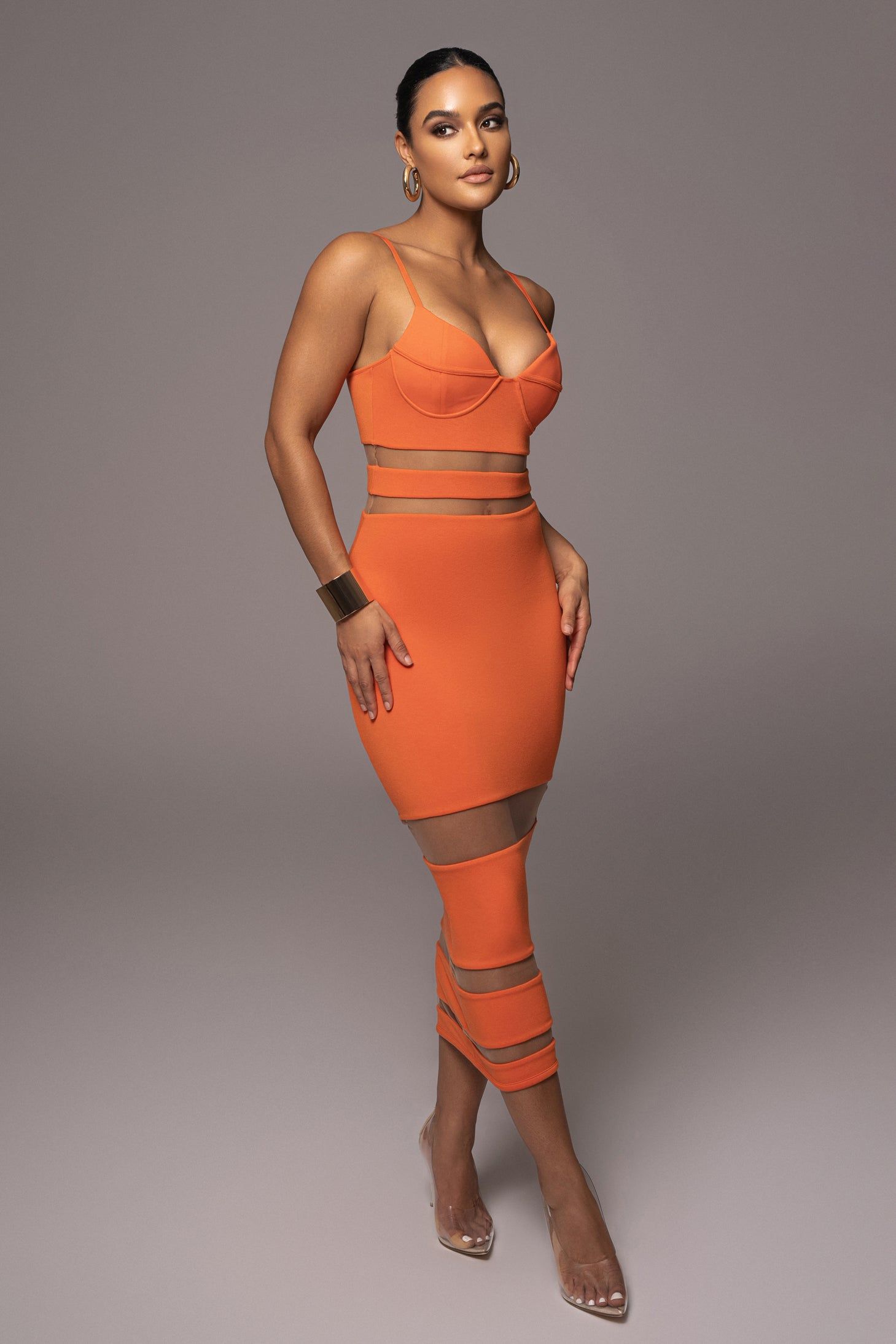 Orange Alysiha Midi Dress sold by JLUXLABEL