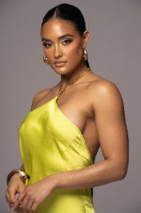 Neon Lime Novara Halter Maxi Dress sold by JLUXLABEL