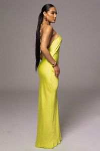 Neon Lime Novara Halter Maxi Dress sold by JLUXLABEL