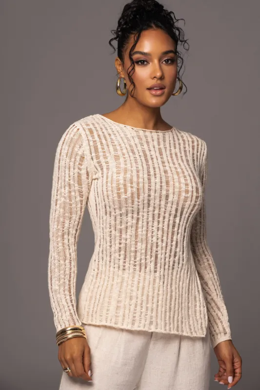 Light Beige Hideaway Crochet Knit Top sold by JLUXLABEL