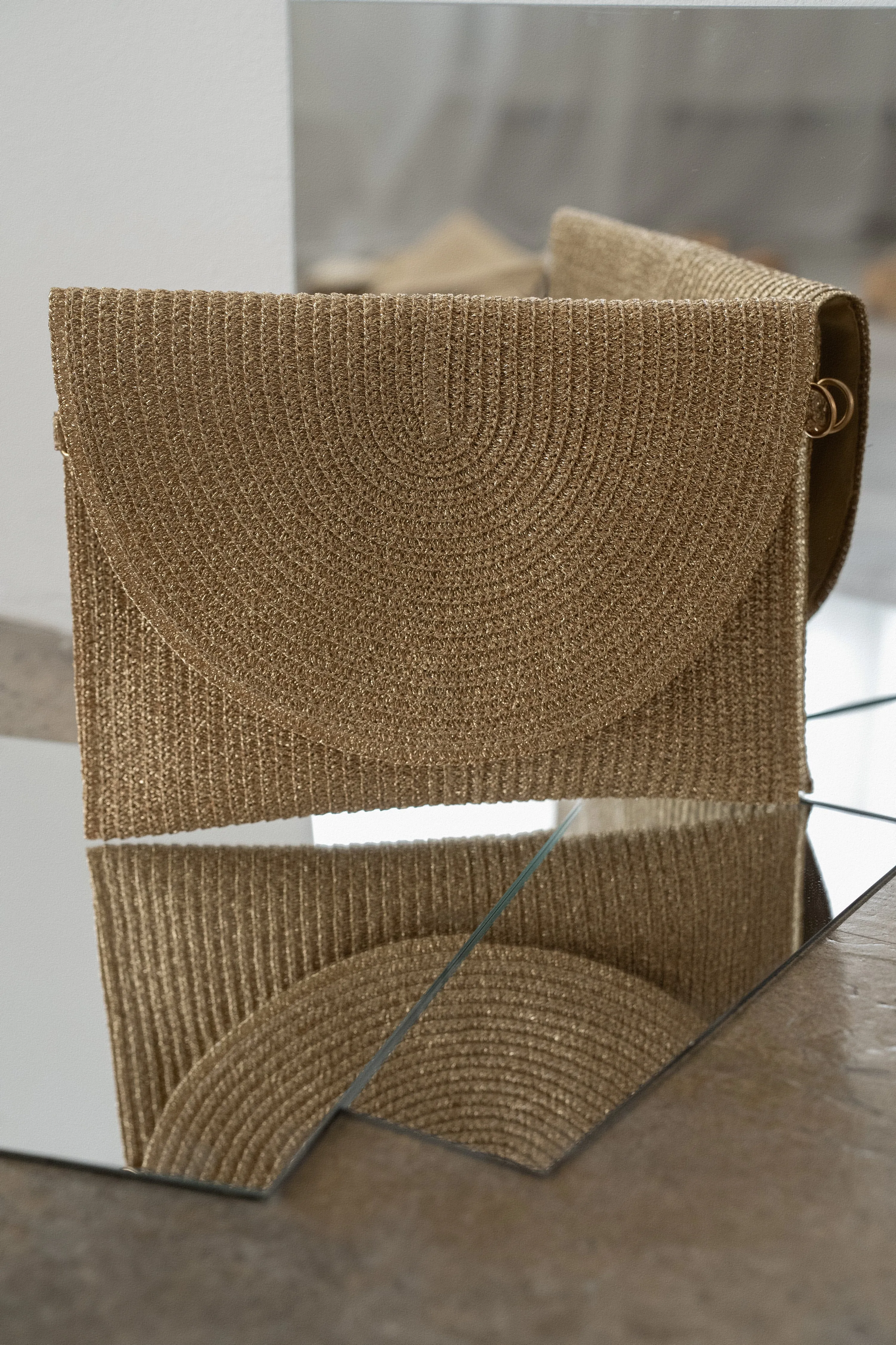 Gold Chloe Woven Clutch sold by JLUXLABEL product image thumbnail 3