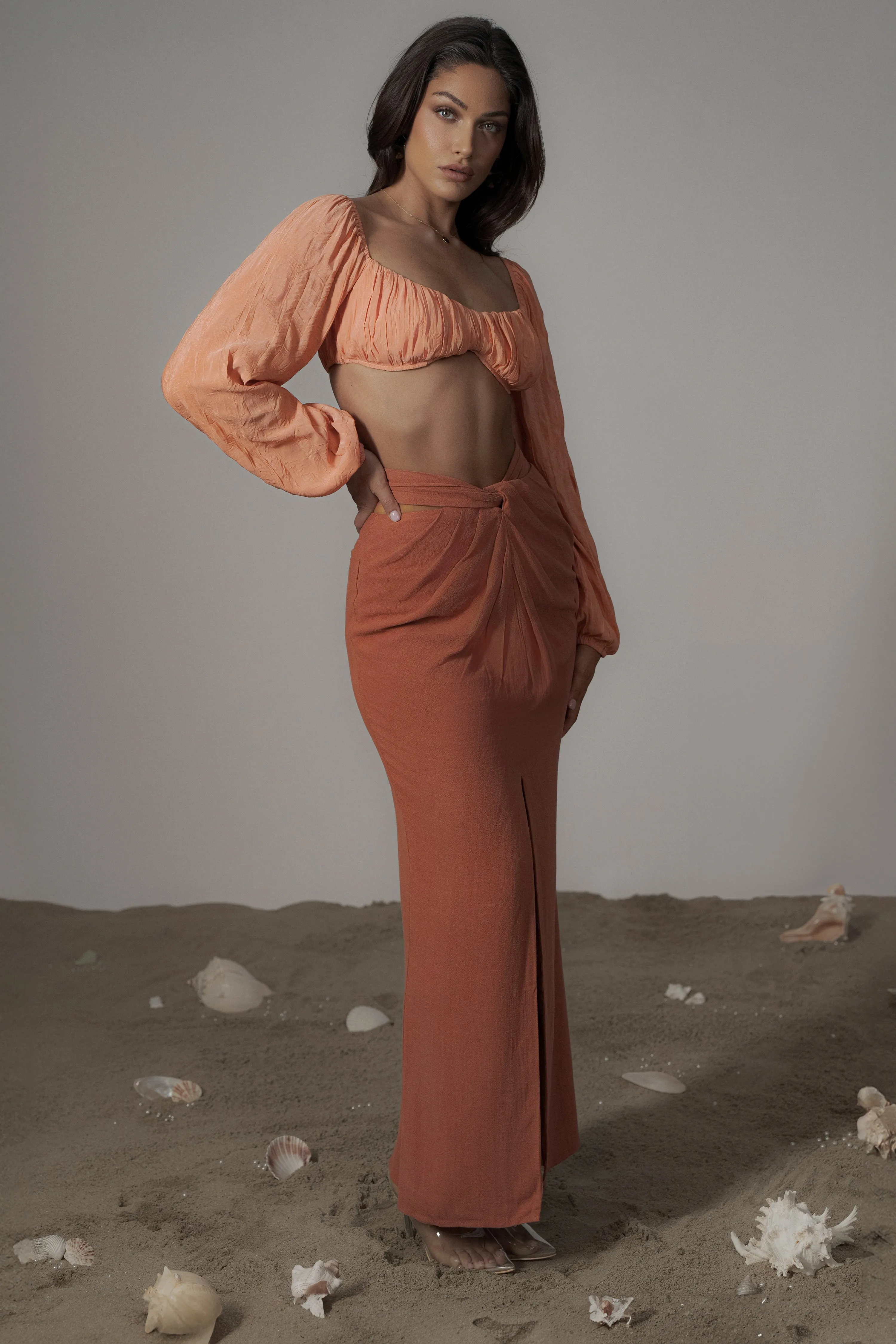 Terra Cotta Dreamland Linen Skirt sold by JLUXLABEL product image thumbnail 4