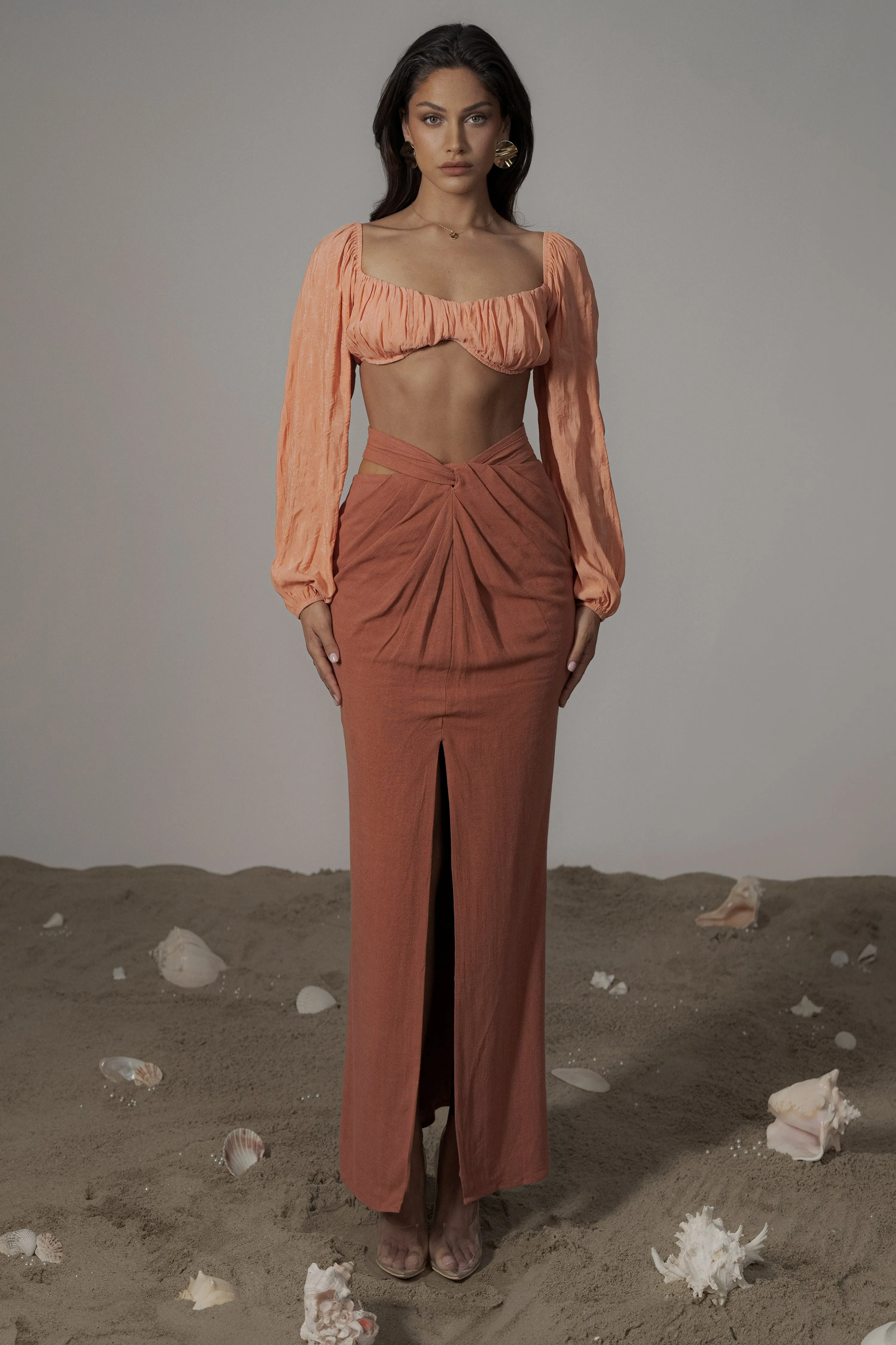 Terra Cotta Dreamland Linen Skirt sold by JLUXLABEL