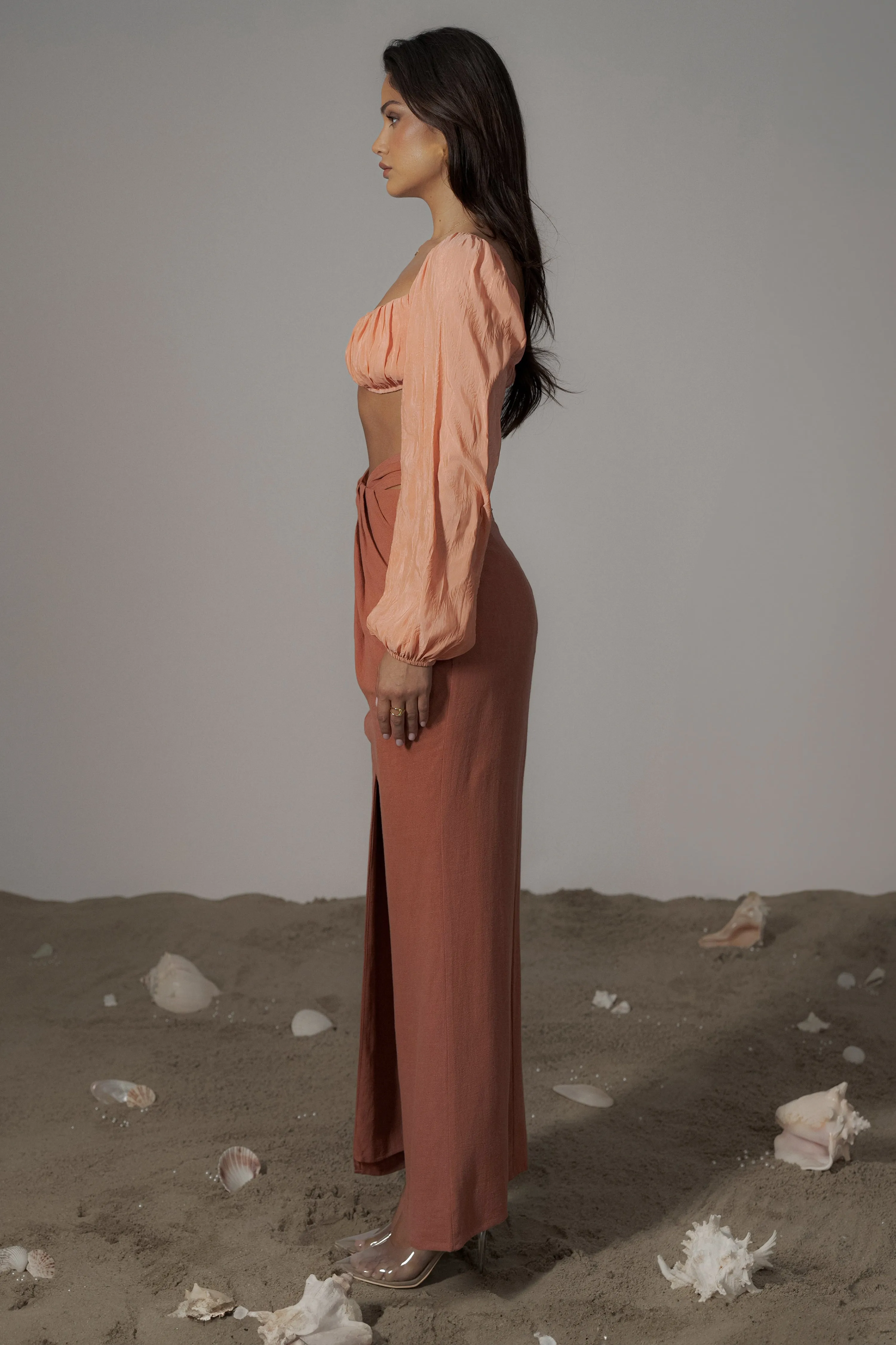 Terra Cotta Dreamland Linen Skirt sold by JLUXLABEL product image thumbnail 5