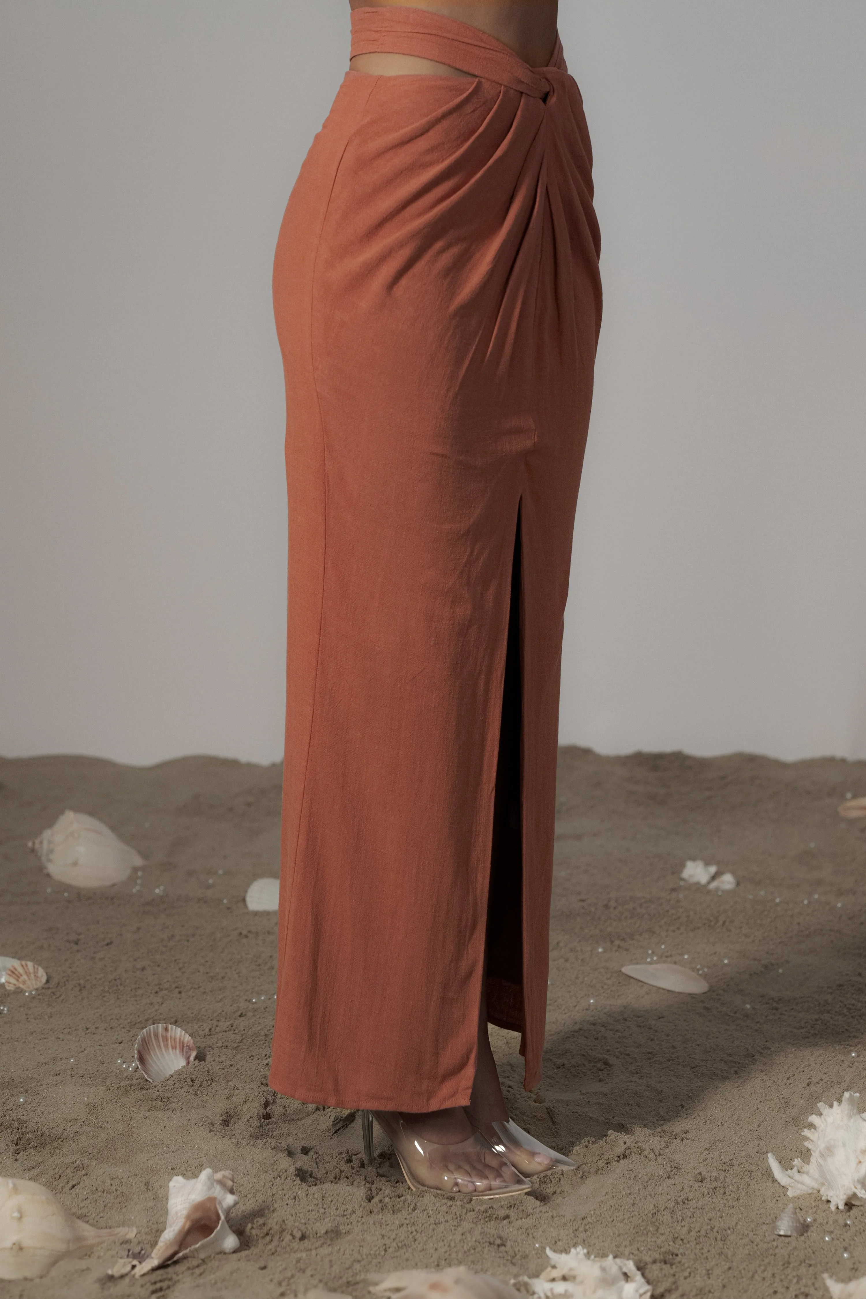 Terra Cotta Dreamland Linen Skirt sold by JLUXLABEL product image thumbnail 2