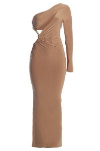 Almond Jorgia Keyhole Dress sold by JLUXLABEL