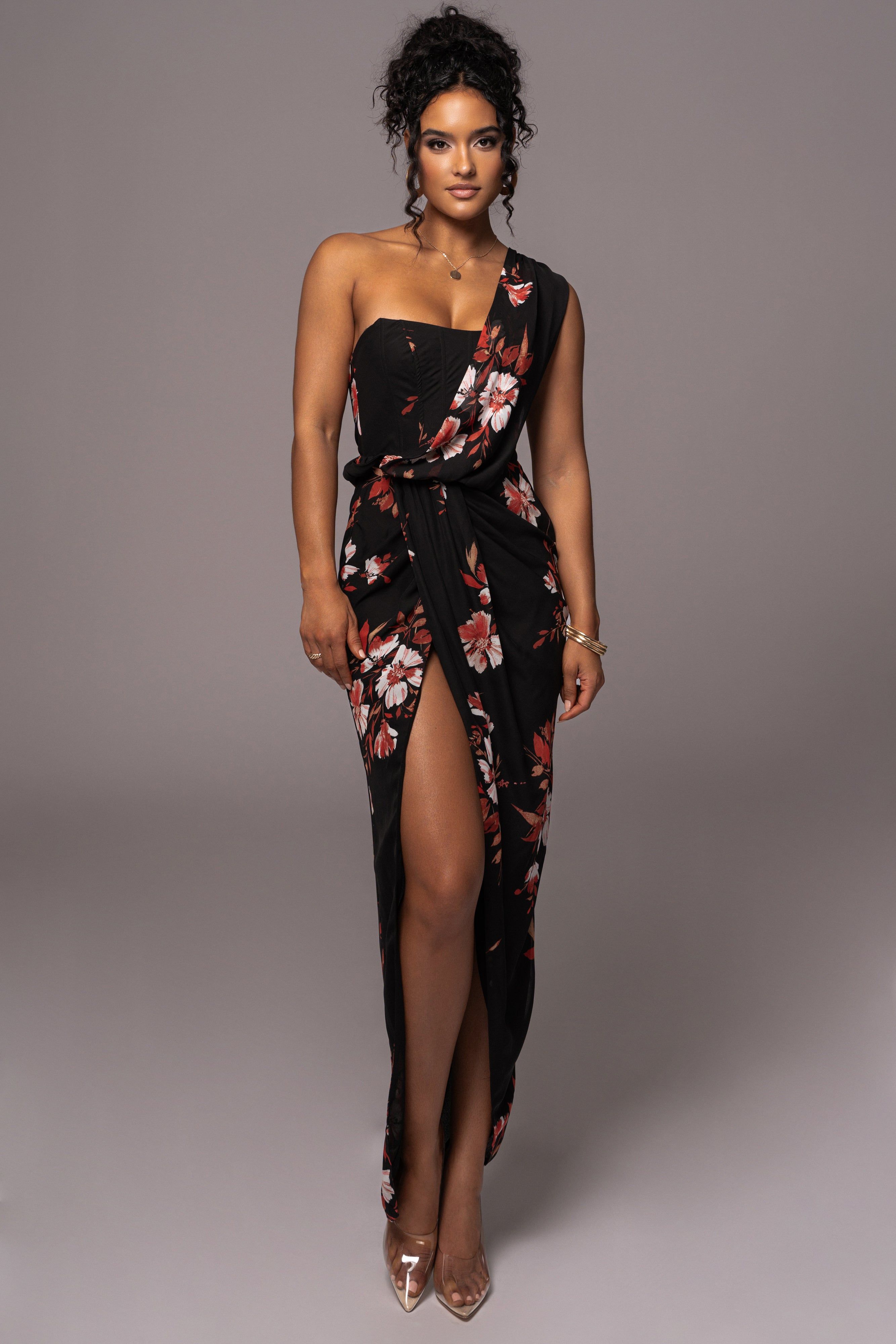 Red Floral Dream Chiffon Dress sold by JLUXLABEL product image thumbnail 3