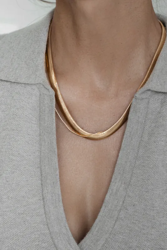 Gold Marcelo Herringbone Necklace sold by JLUXLABEL