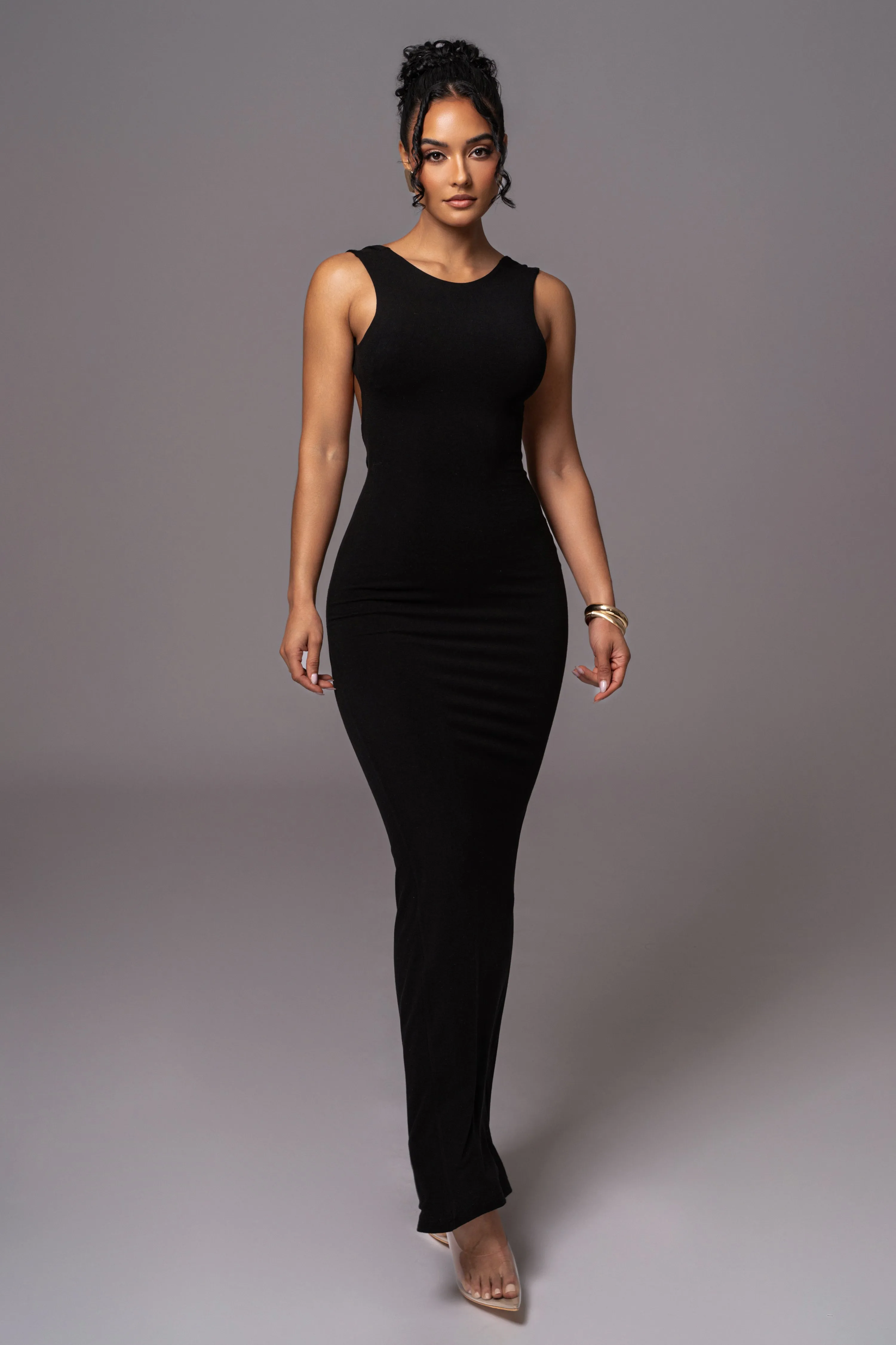 Black JLUXBASIX FRONT AND CENTER MAXI DRESS sold by JLUXLABEL product image thumbnail 4