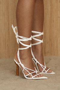 White Bellanova Bamboo Heels sold by JLUXLABEL