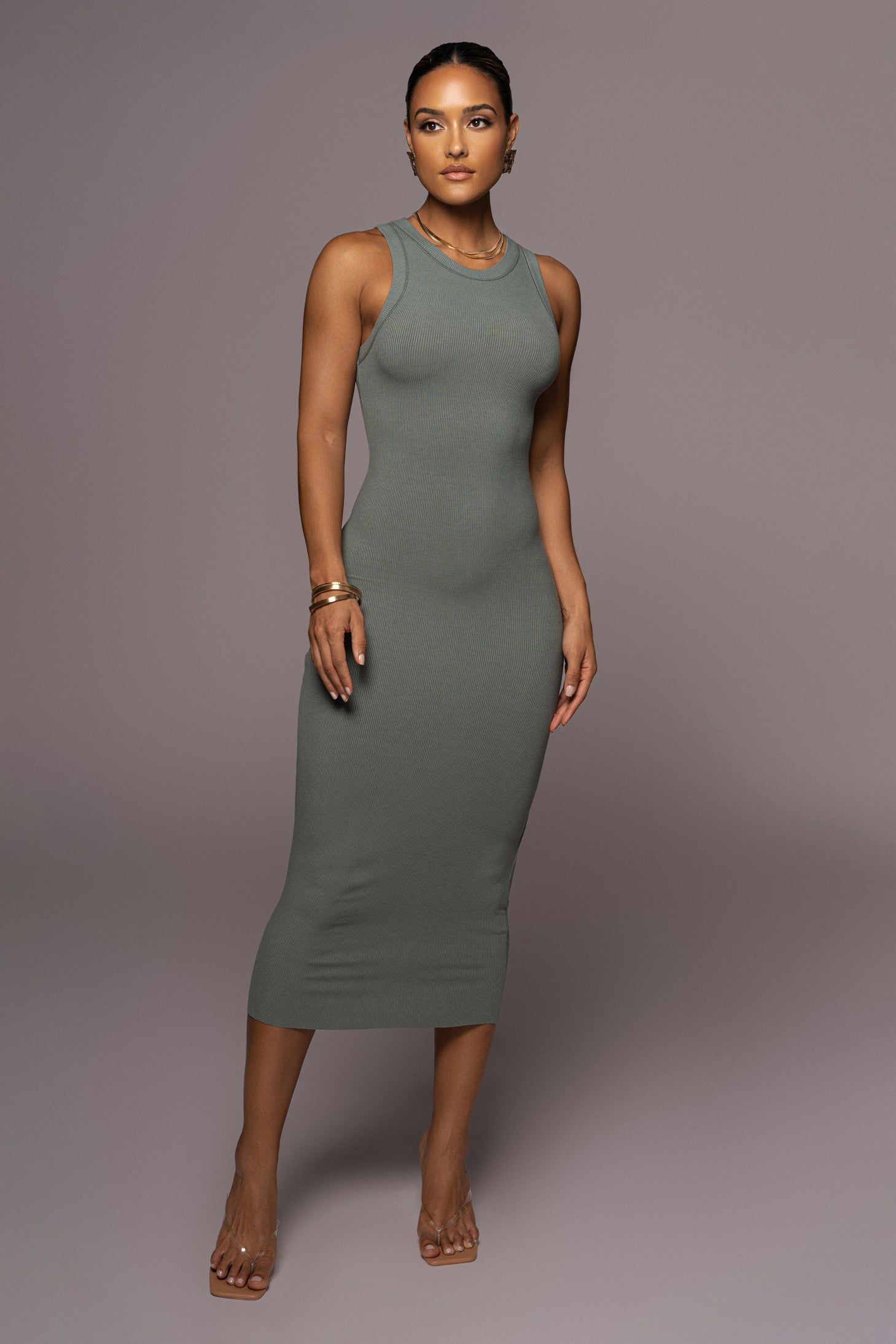 Green Marion Ribbed Dress sold by JLUXLABEL