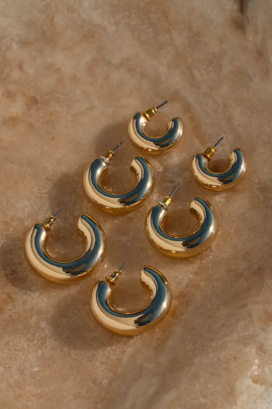 Gold Tami Hoop Earring Set sold by JLUXLABEL