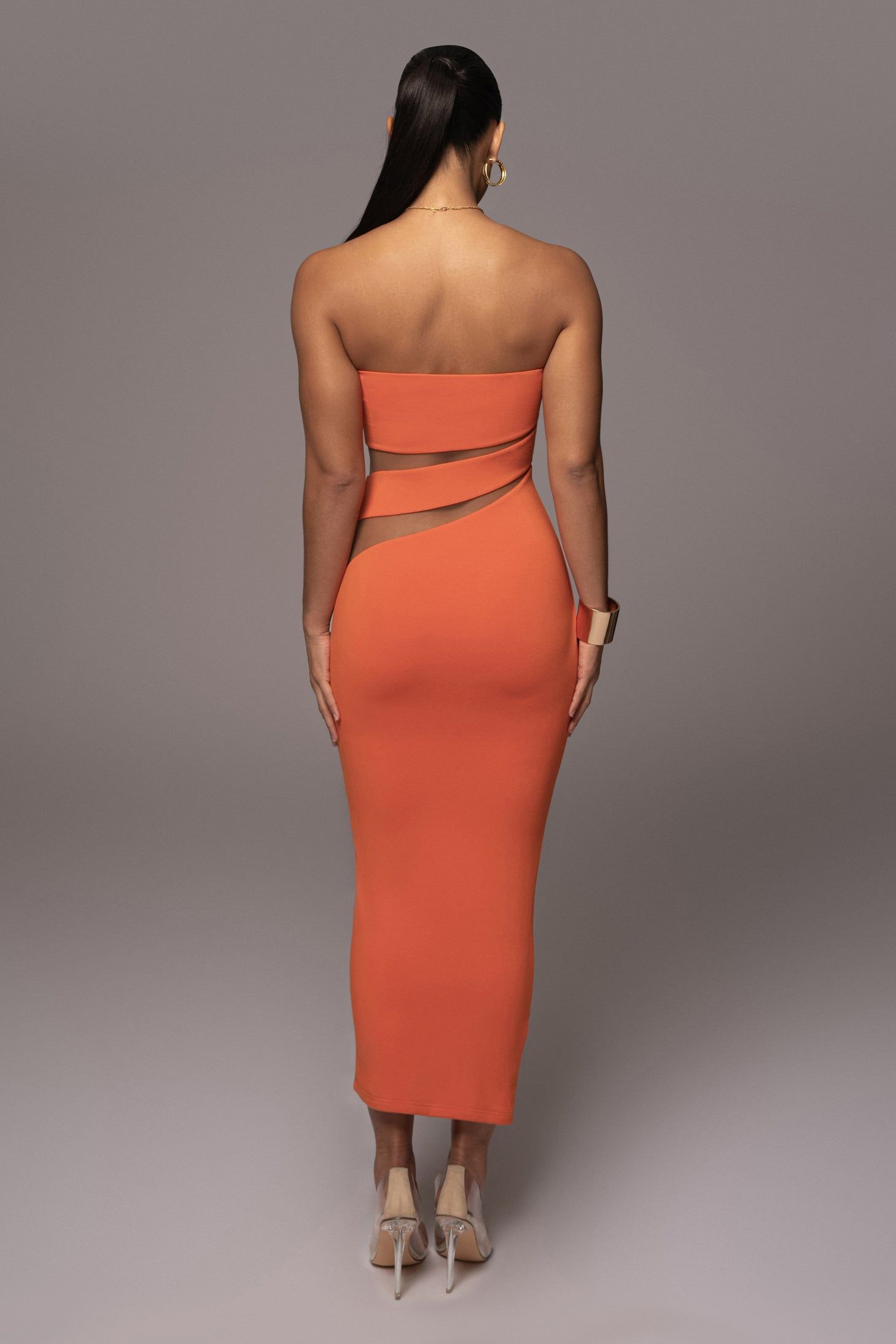 Orange Unpredictable Midi Dress sold by JLUXLABEL product image thumbnail 10