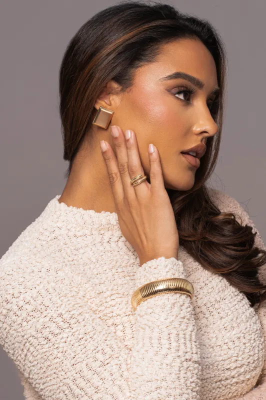 Gold Mara Squared Earrings sold by JLUXLABEL