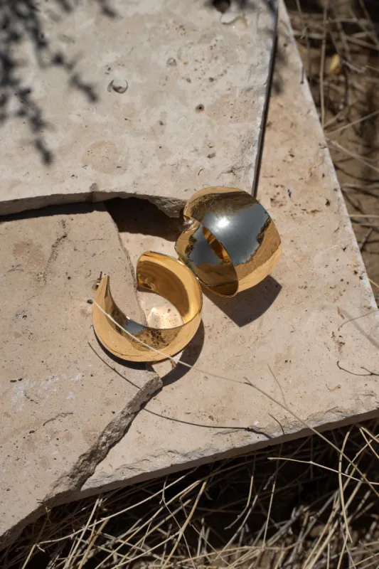 Gold Cayla Chunky Hoop Earrings sold by JLUXLABEL