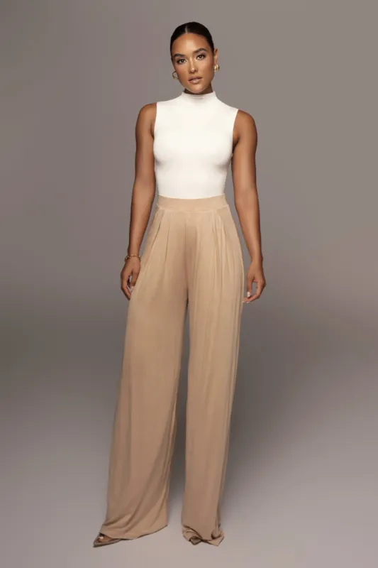 Jluxbasix Tan Devyn Wide Leg Pants sold by JLUXLABEL