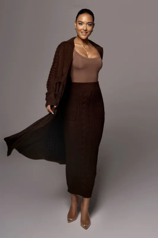 Chocolate Missy Cable Sweater Midi Skirt sold by JLUXLABEL