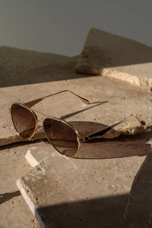 Black/Gold Classic Aviator Sunglasses sold by JLUXLABEL