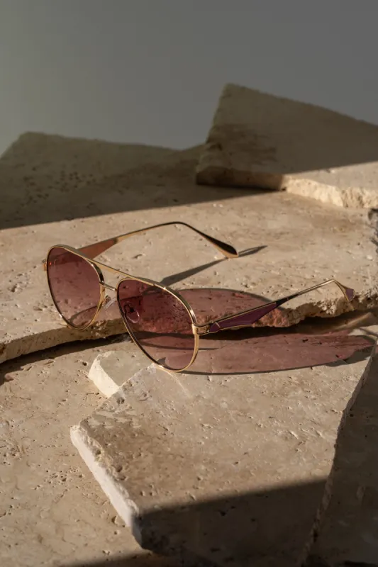 Pink/Gold Classic Aviator Sunglasses sold by JLUXLABEL