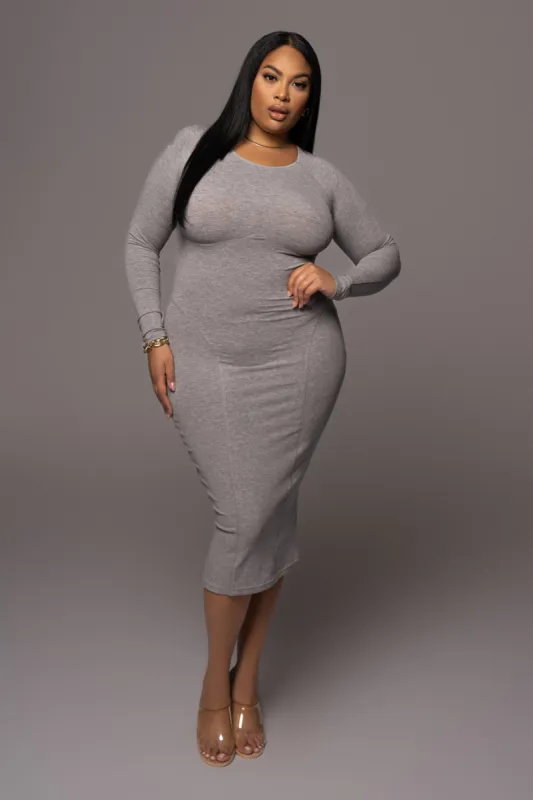 Grey High Expectations Midi Dress sold by JLUXLABEL