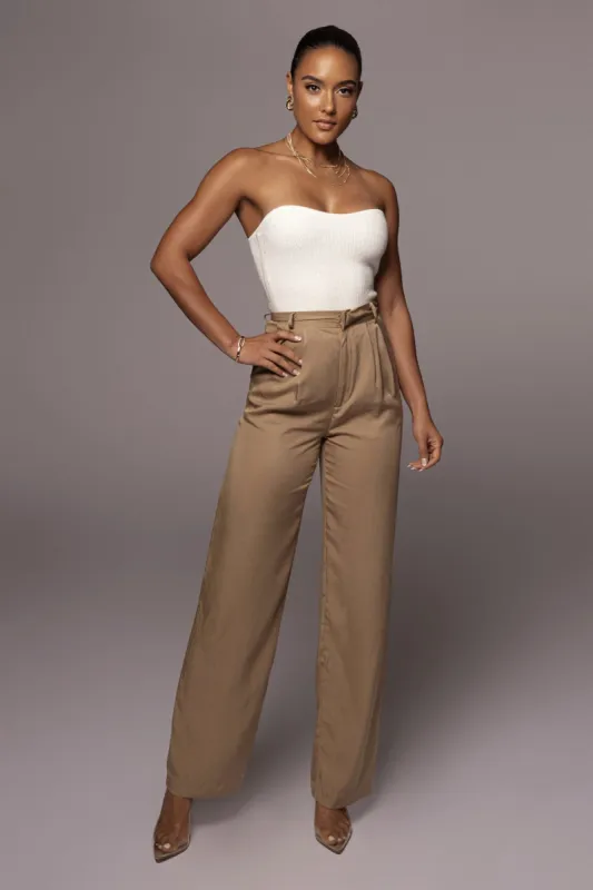 Beige Aitana Trousers sold by JLUXLABEL