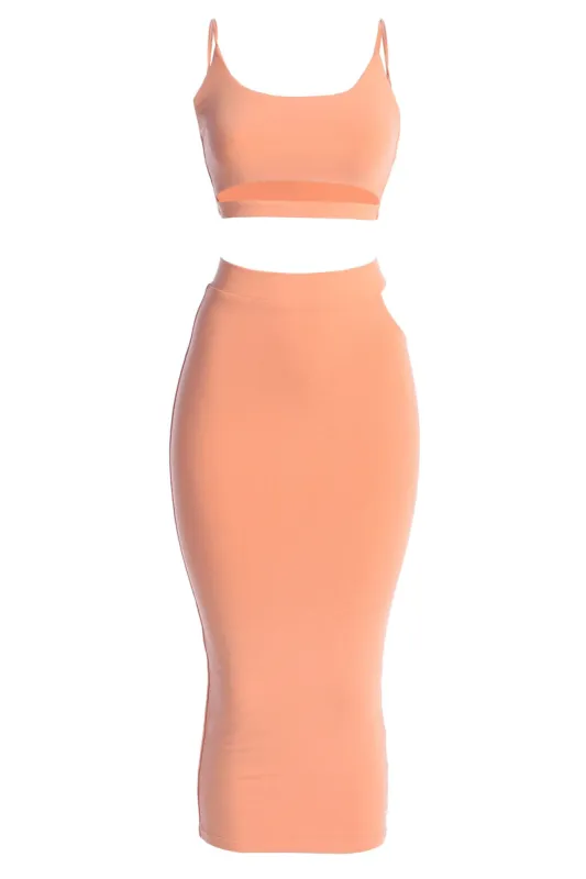 Peach Eizelle Skirt Set sold by JLUXLABEL