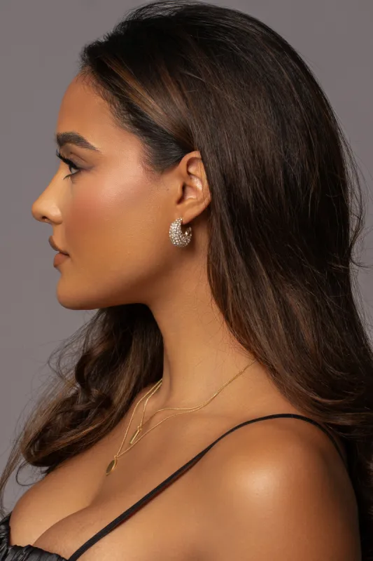 Gold Kattie Pave Hoop Earrings sold by JLUXLABEL