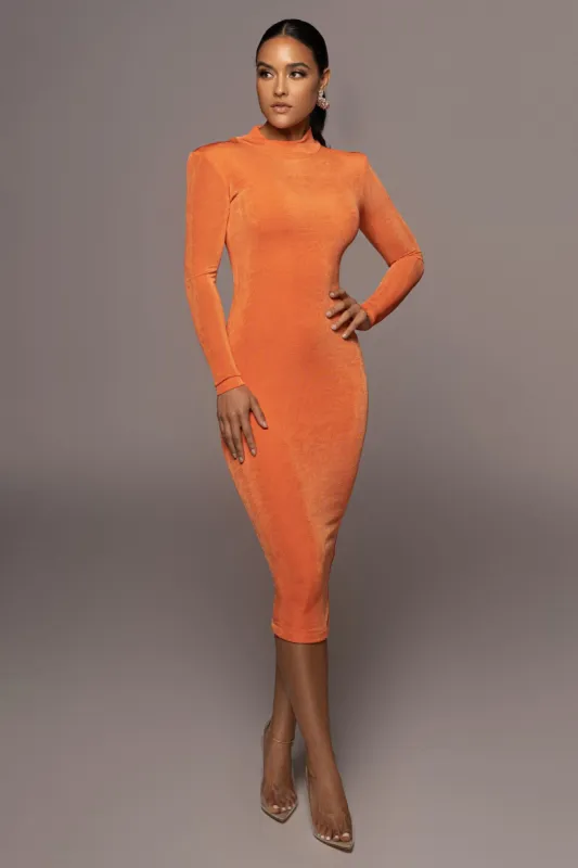 Orange Audette Turtleneck Dress sold by JLUXLABEL
