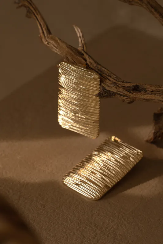 Gold Arin Rectangle Drop Earrings sold by JLUXLABEL