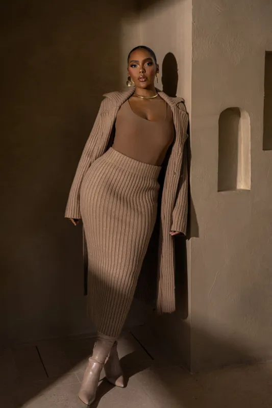 Taupe On My Own Longline Knit Coat sold by JLUXLABEL