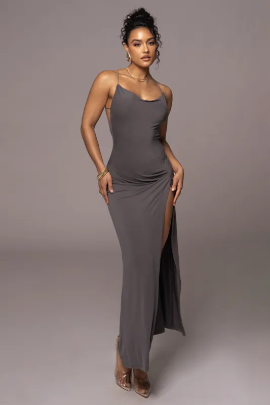 Grey Daniela Cowl Maxi Dress sold by JLUXLABEL