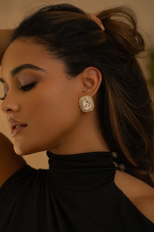 Clear Starlight Crystal Stud Earrings sold by JLUXLABEL