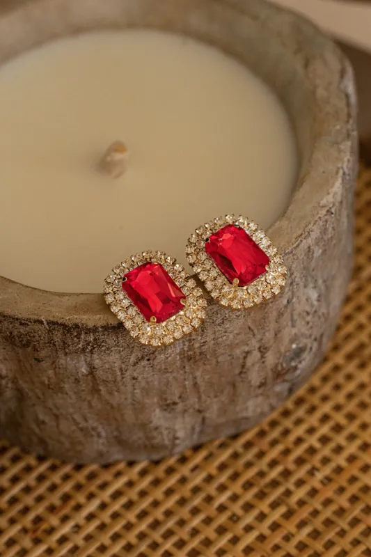 Red Starlight Crystal Stud Earrings made by JLUXLABEL