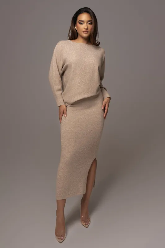 Beige Nellie Sweater Skirt Set sold by JLUXLABEL