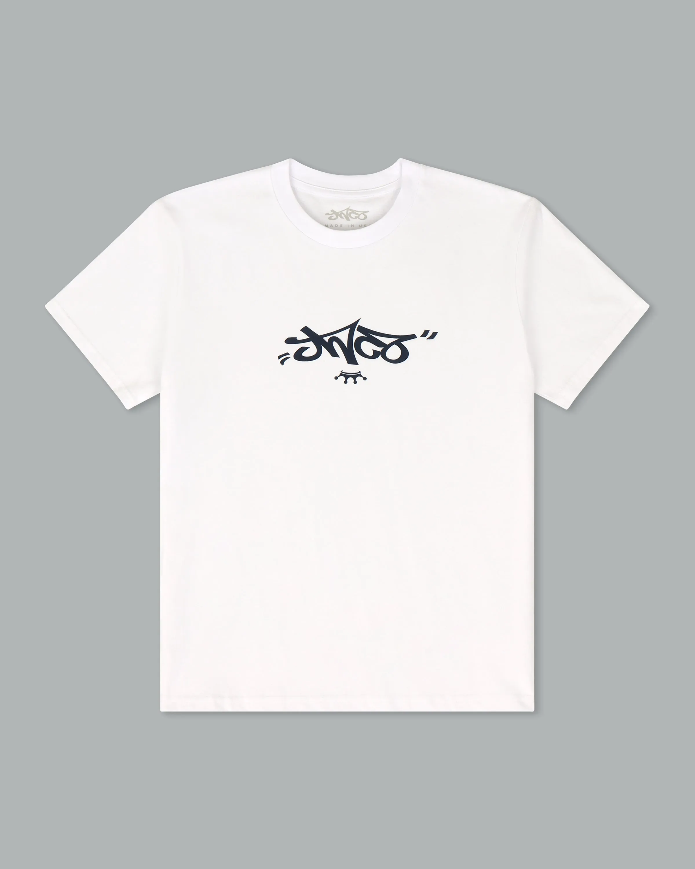 Reversed Crown Tee. White/ Twilight Blue. sold by JNCO