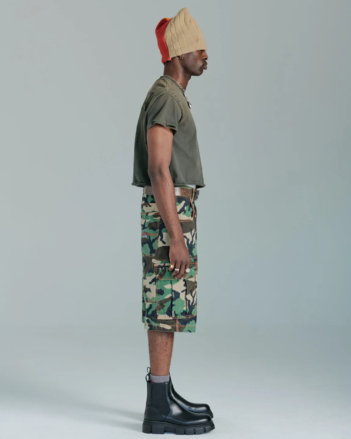 Indicator Cargo Shorts. 14" Inseam. Vintage Camouflage. sold by JNCO product image thumbnail 4