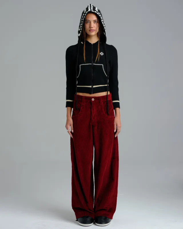 W101 Twin Cannon. 26". 4 Wale Corduroy. Burgundy. sold by JNCO