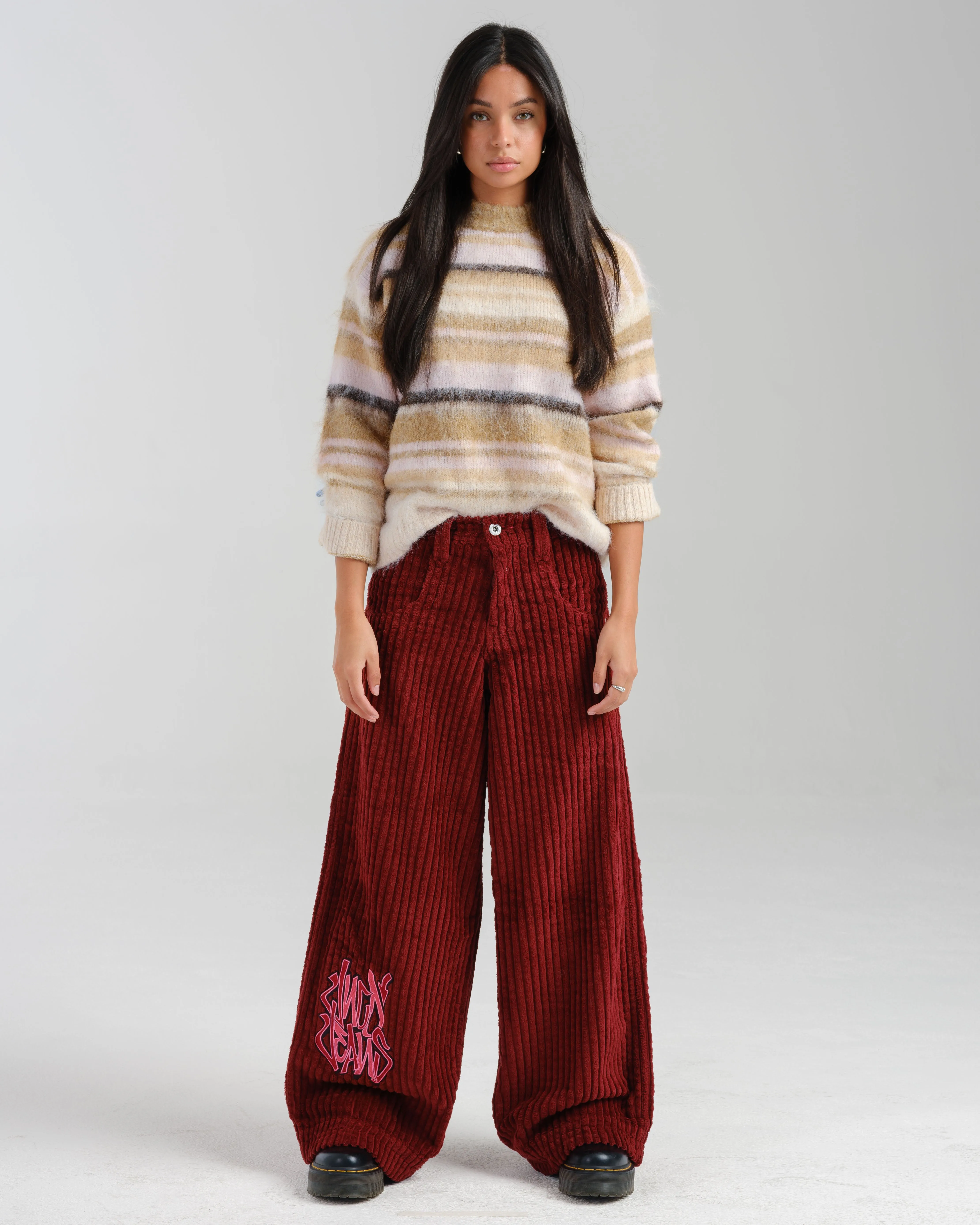 W Rollin. 26". 2 Wale Corduroy. Burgundy. sold by JNCO