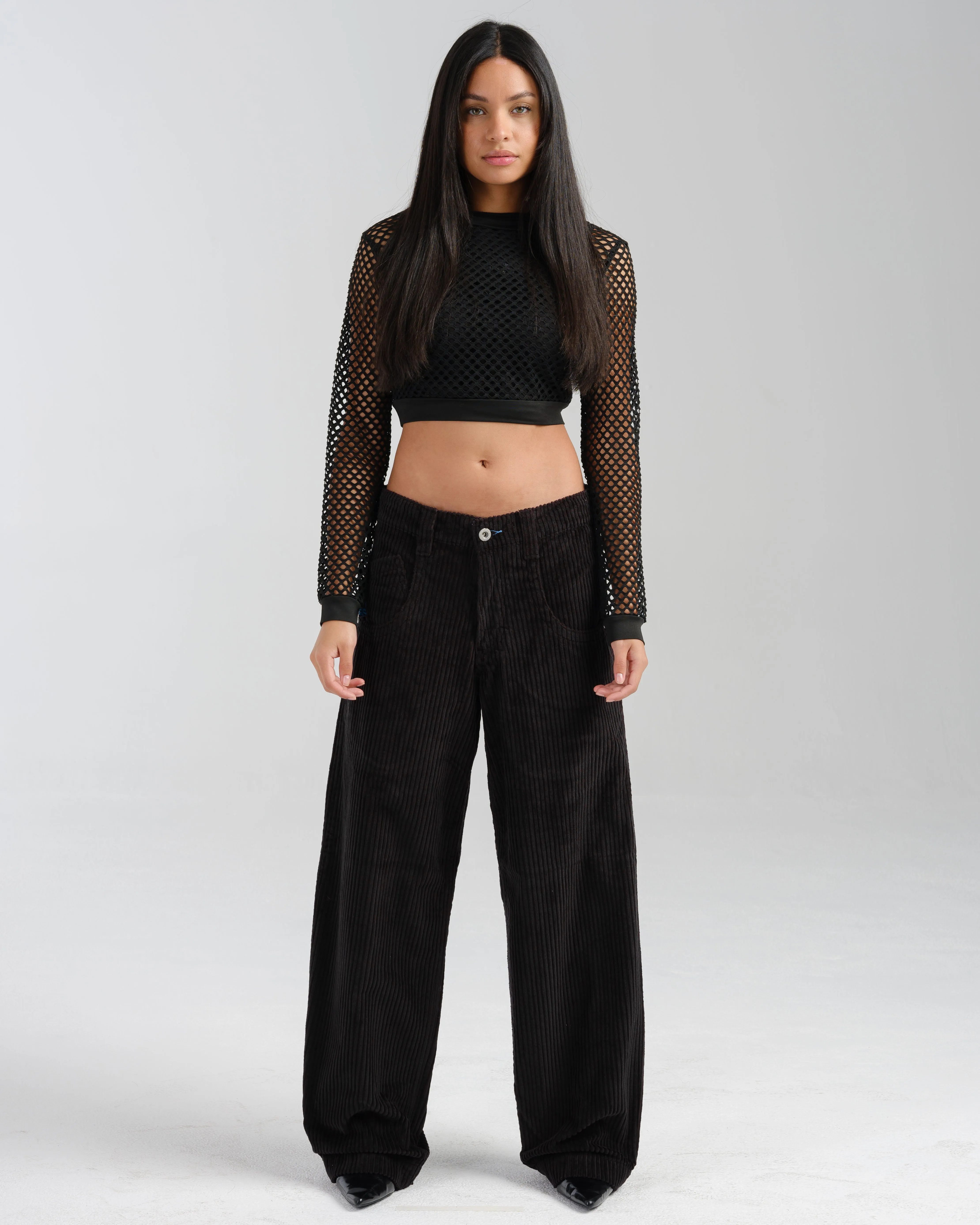 W169 Low Down. 20". 4 Wale Corduroy. Black. sold by JNCO