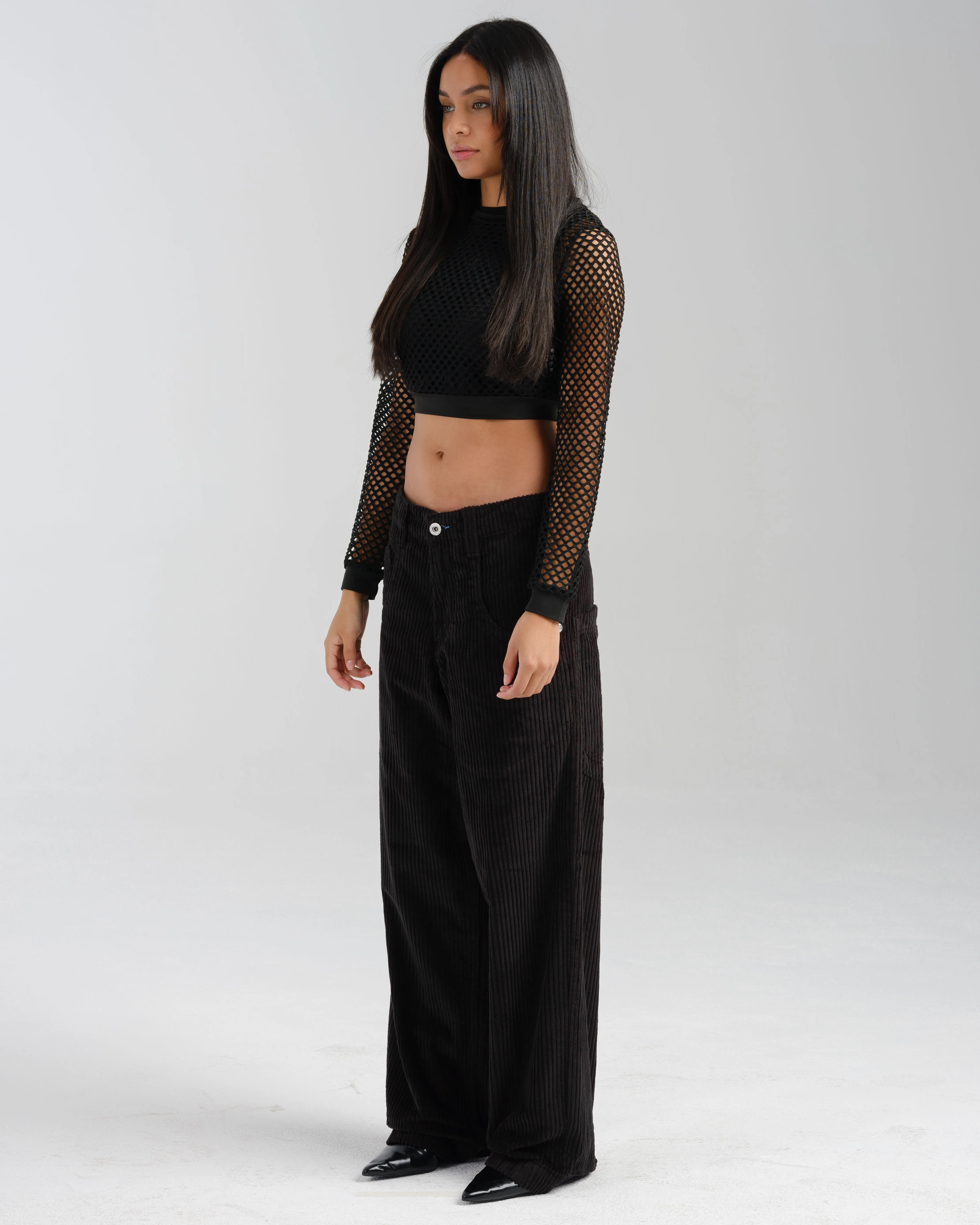 W169 Low Down. 20". 4 Wale Corduroy. Black. sold by JNCO product image thumbnail 3