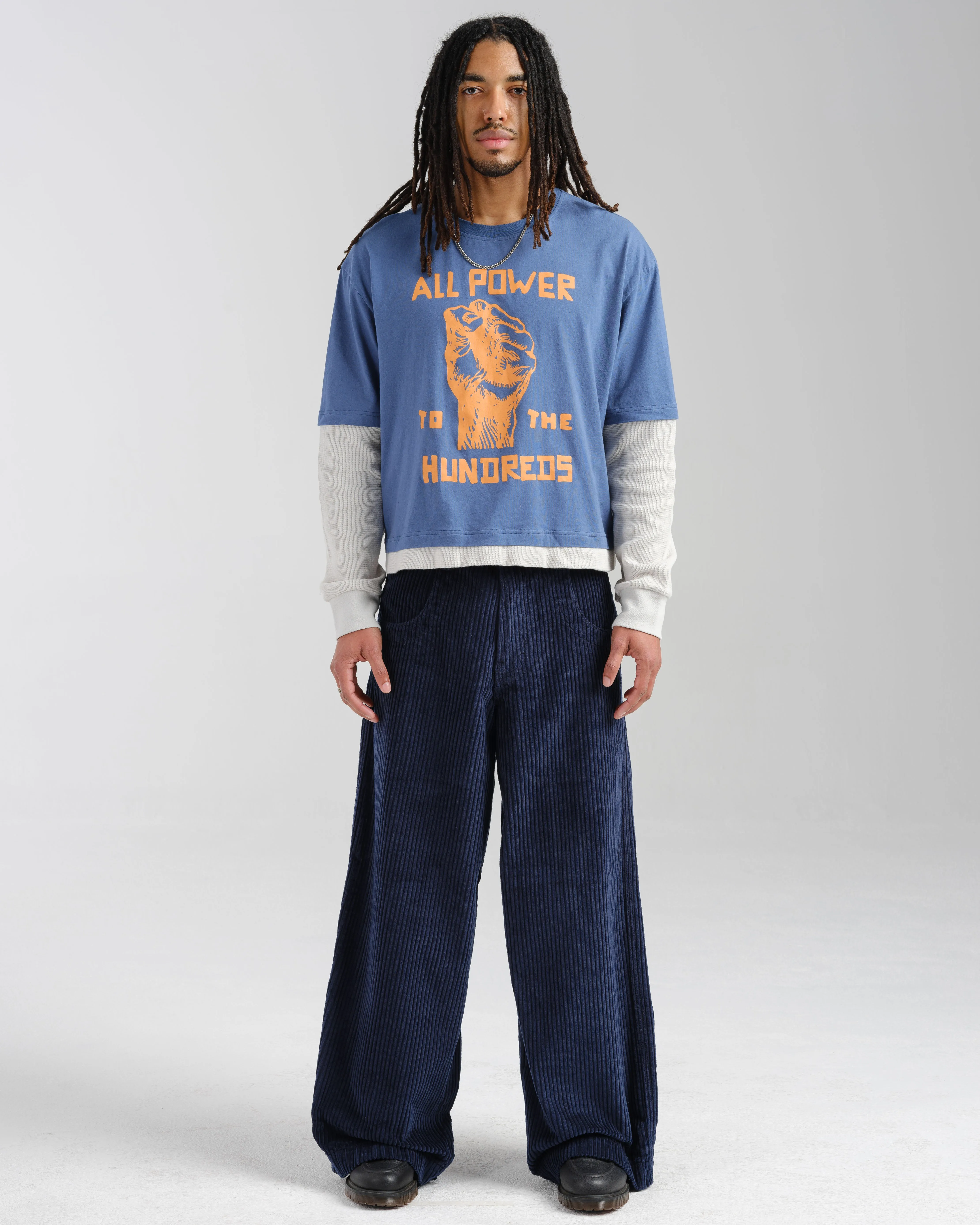 101 Twin Cannon. 26". 4 Wale Corduroy. Navy. sold by JNCO