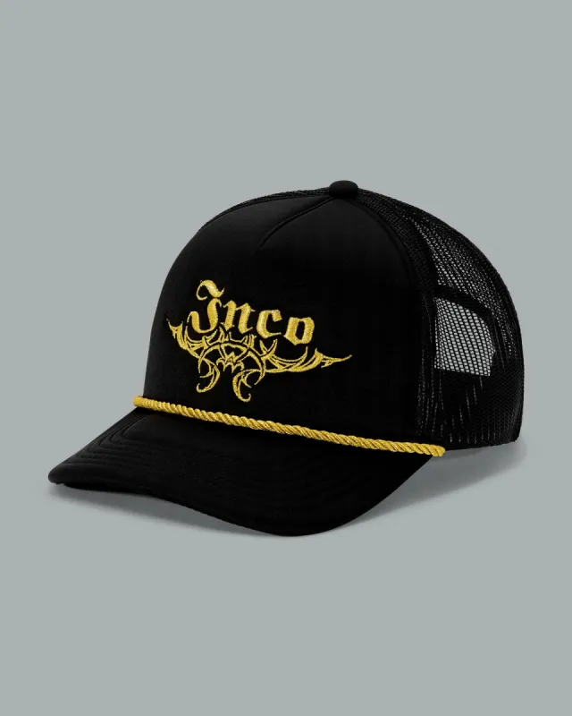Tribal Trucker Hat. Black/ Gold. made by JNCO