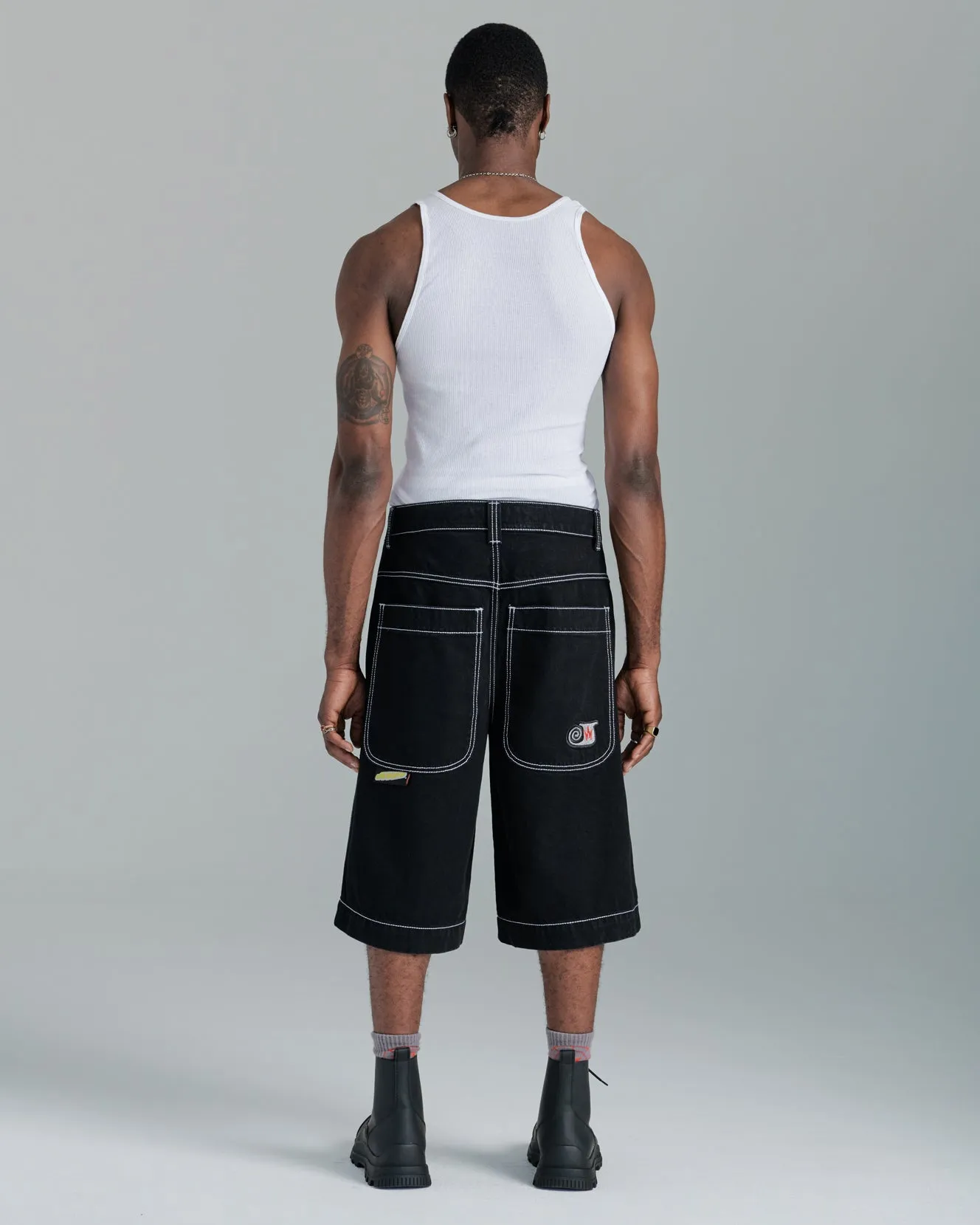 101 Twin Cannon Shorts. 14". Black/Silver J. sold by JNCO product image thumbnail 2