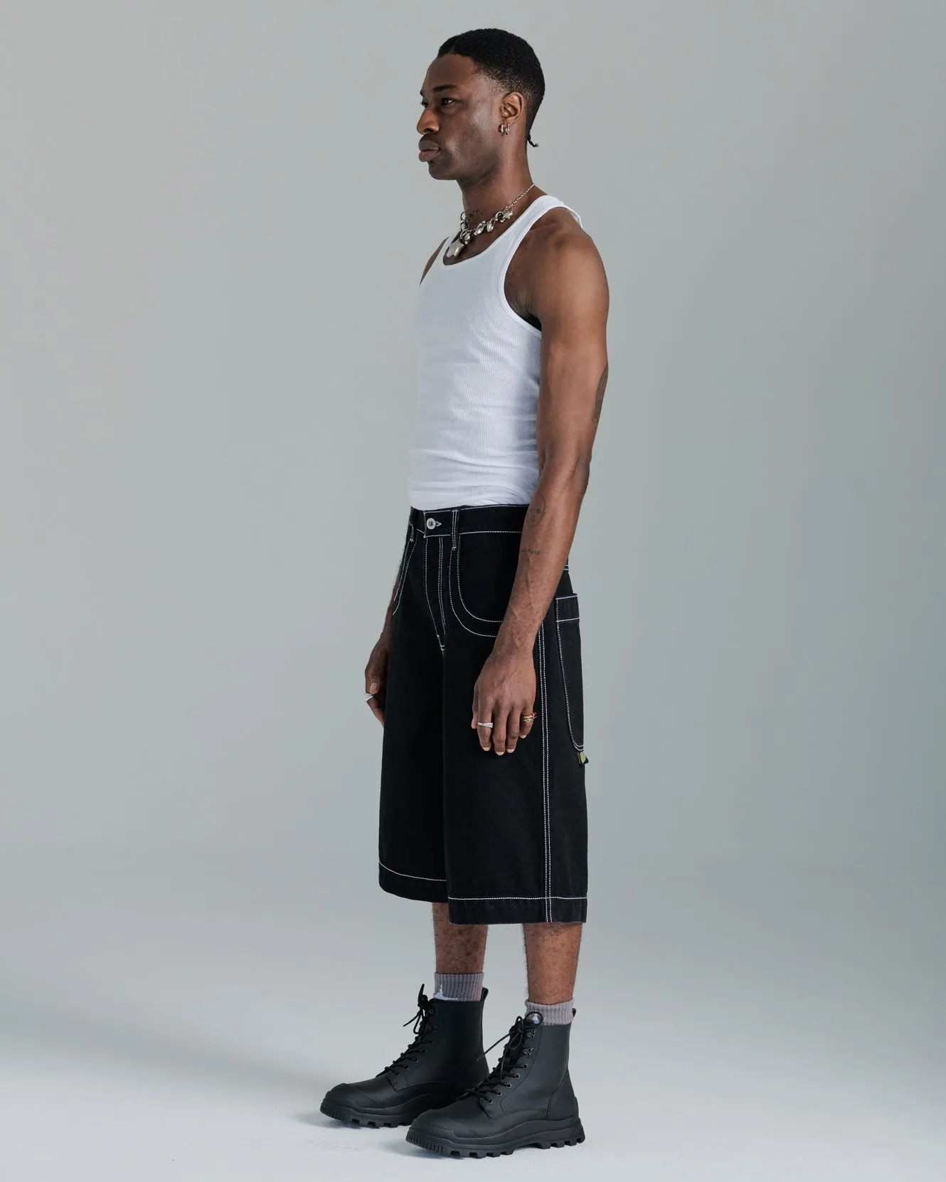 101 Twin Cannon Shorts. 14". Black/Silver J. sold by JNCO product image thumbnail 3