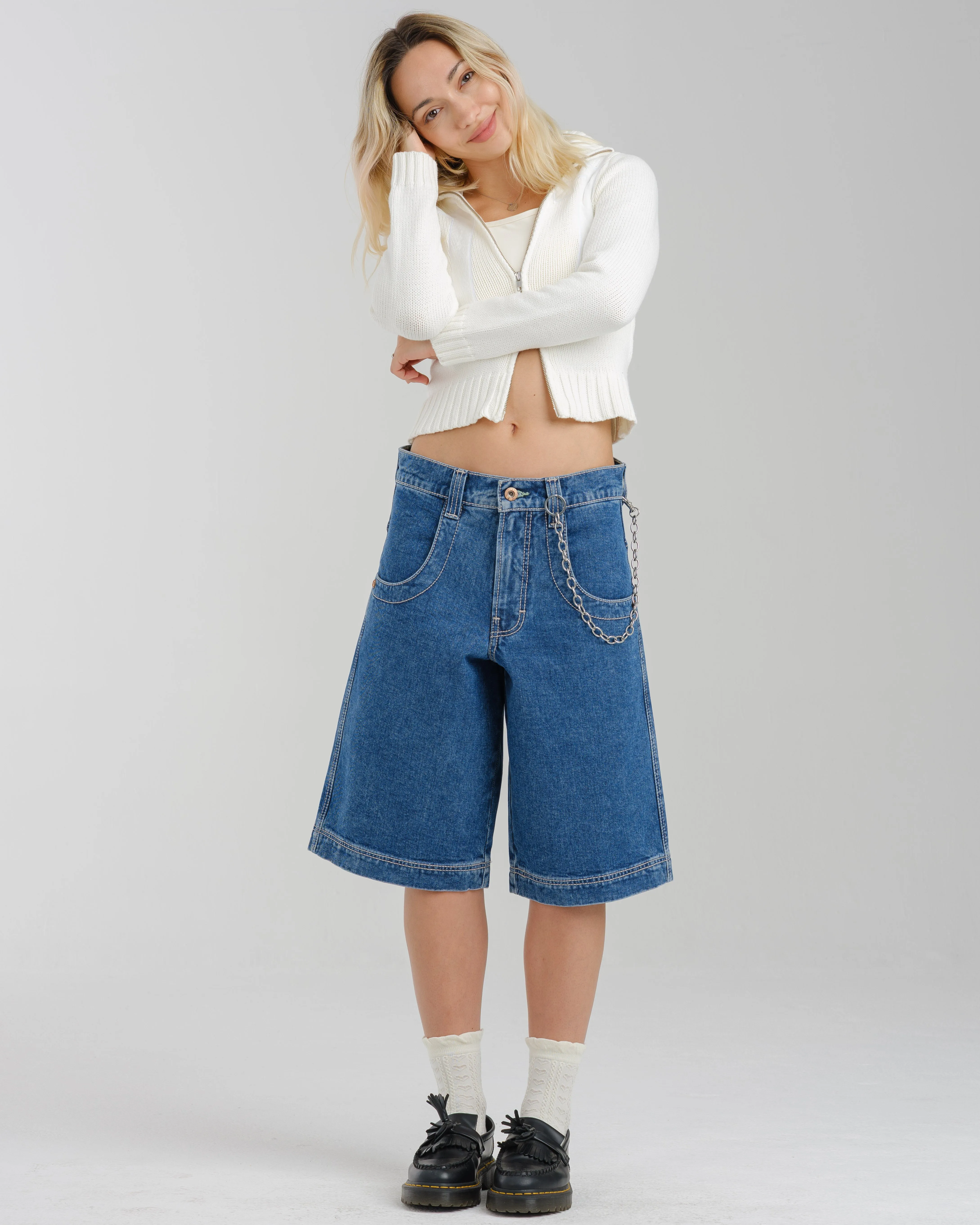 W101 Twin Cannon Shorts. 14" Inseam. Dark Stone. sold by JNCO